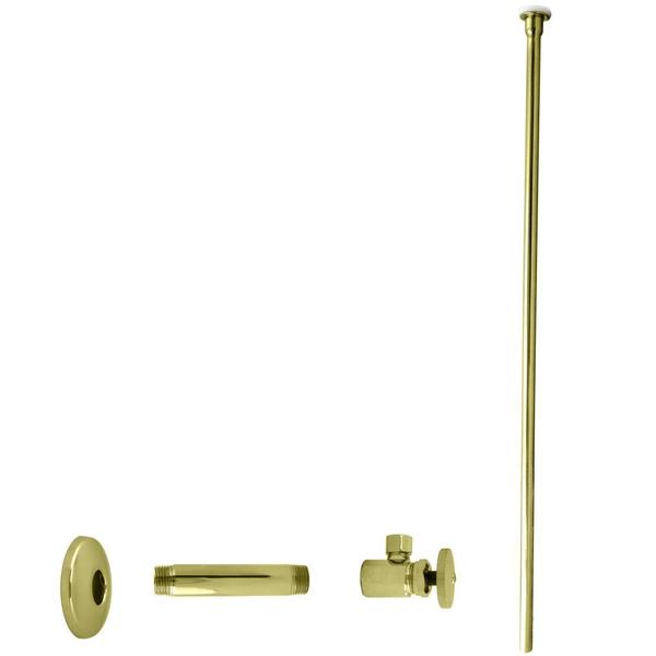 Westbrass Toilet Kit, 1/2" IPS x 3/8" OD x 20" Flat Head in Polished Brass D103KFH-01